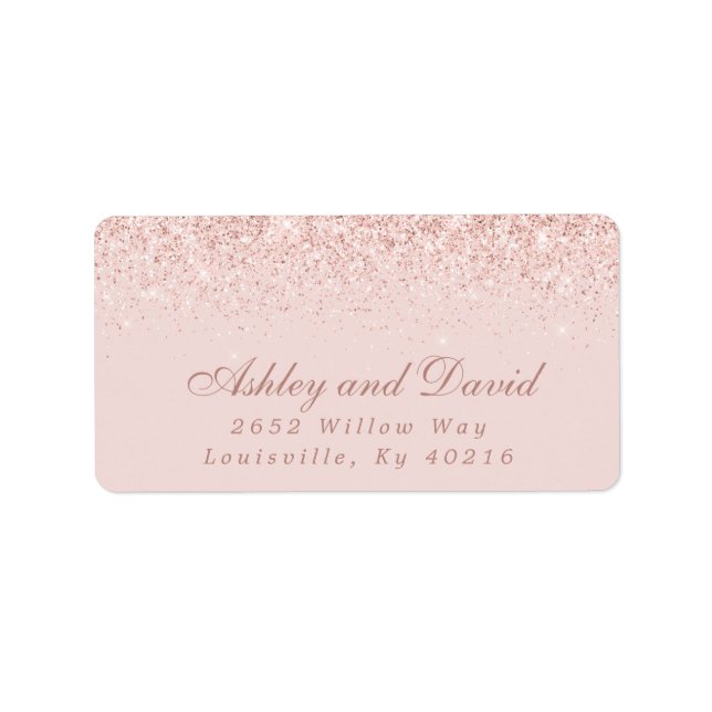 Étiquette Rose Gold Confetti Blush Pink Adresse moderne (Devant)