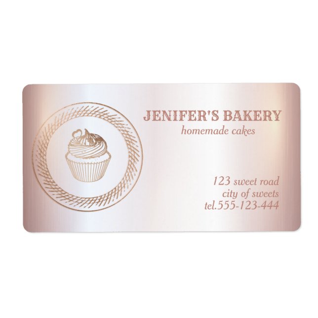 Étiquette Rose gold Emballage de cupcakes et de friandises f (Devant)