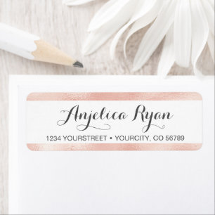 Étiquette Rose Gold Faux Foil Adresse de retour