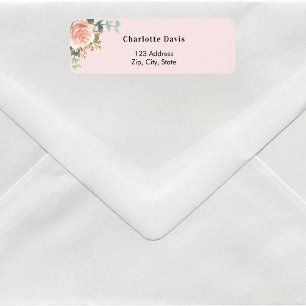 Étiquette Rose gold floral adresse de retour rose poudrée