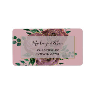 Étiquette Rose Gold Floral Glam Wedding RSVP Adresse de reto
