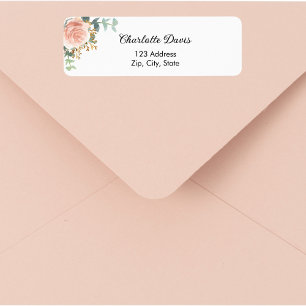 Étiquette Rose gold floral greenery adresse de retour 