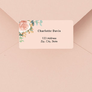 Étiquette Rose gold floral greenery adresse de retour 