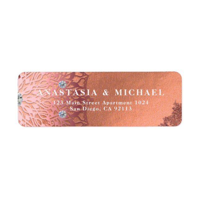 Étiquette Rose Gold Foil Luxe Glam Élégant Mariage élégant (Devant)