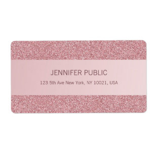 Étiquette Rose Gold Glitter Elegant Template Trendy Shipping