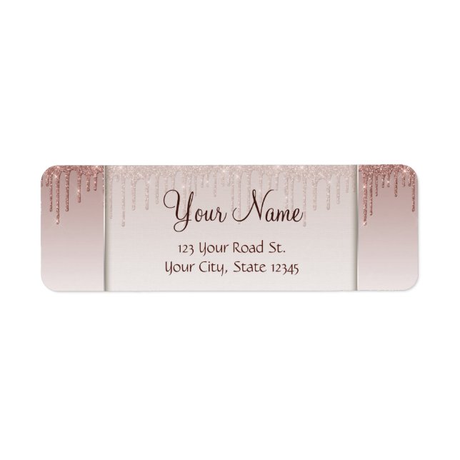Étiquette Rose Gold Glitter Liquide Drips (Devant)