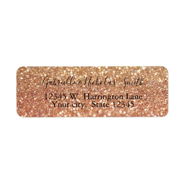 Étiquette Rose Gold Glitzy Bokeh (Devant)