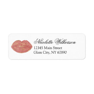 Étiquette Rose Gold Lips Glam Maquillage Beauté Adresse cosm