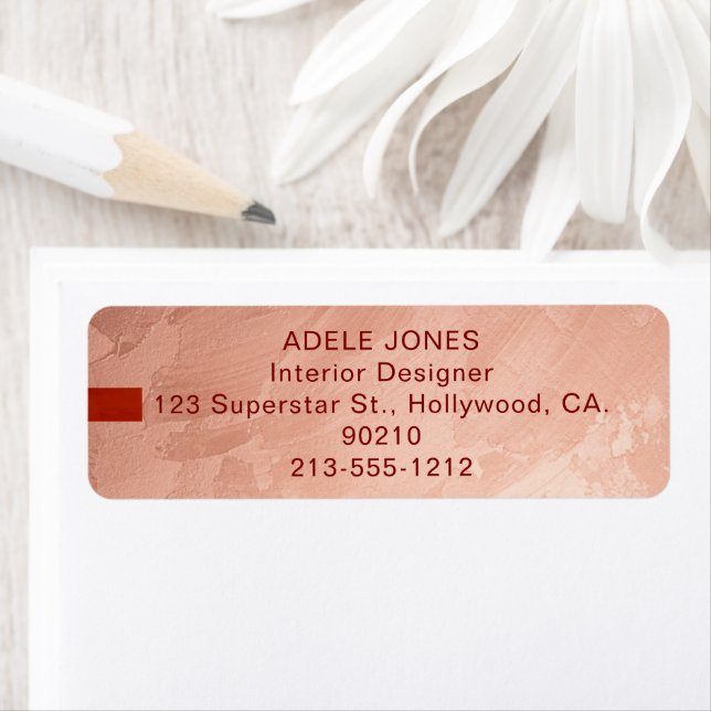 Étiquette Rose Gold Moderne Toscane & Rouge Modifiable (En situation)