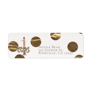 Étiquette Rose Gold ONE 1 1er Anniversaire Bronze Points Pol