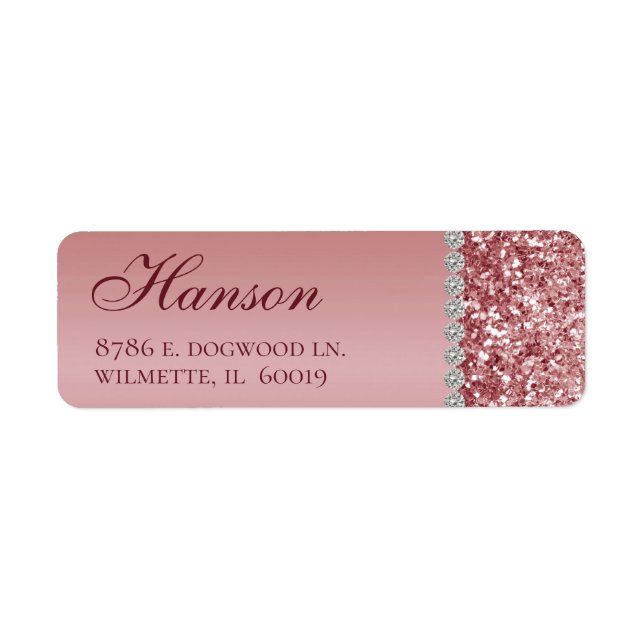 Étiquette Rose Gold Paillet Diamant Anniversaire  (Devant)