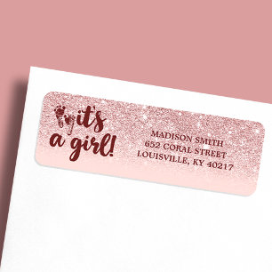 Étiquette Rose Gold Pailleté Blush Rose Ombré C'est Une Fill