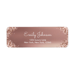 Étiquette Rose Gold Pailleté et Étincelant Rose Blush