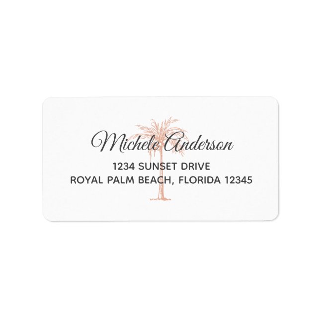 Étiquette Rose Gold Palm Tree Wedding RSVP Adresse de retour (Devant)