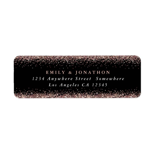 Étiquette Rose Gold Parties scintillant Script noir Nom de r (Devant)