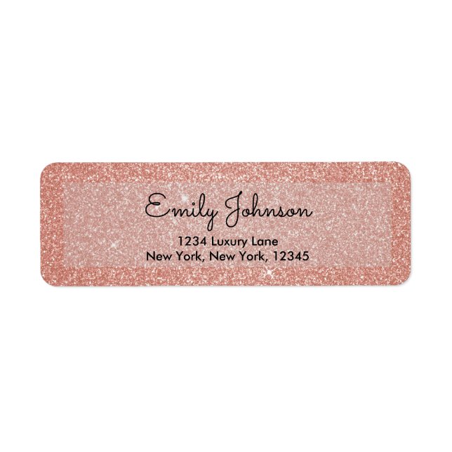 Étiquette Rose Gold Poudré Mariage Paillettes (Devant)