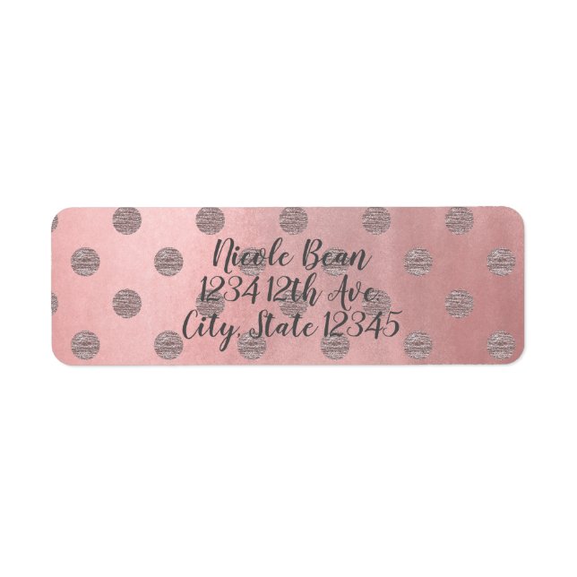Étiquette Rose Gold Rose Clair Brillant Glamour Points Chic  (Devant)