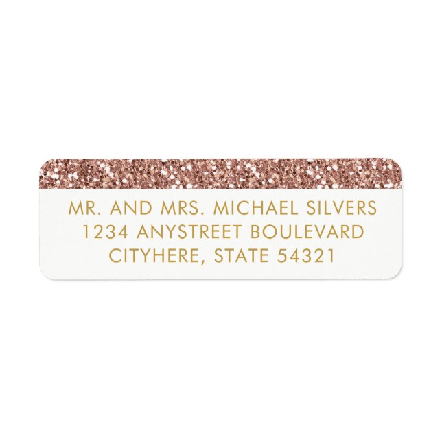 Étiquette Rose Gold Rose Glitter Stripe Return Address (Devant)