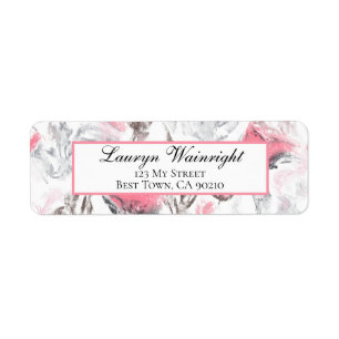 Étiquette Rose gris blanc Abstrait Floral Personnalisé