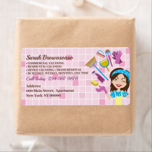 Étiquette Rose Janitorial Femme Custom Cartoon Cleaning