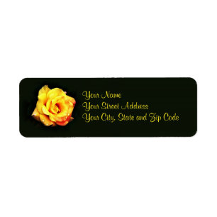 Étiquette Rose jaune avec des baisses de pluie