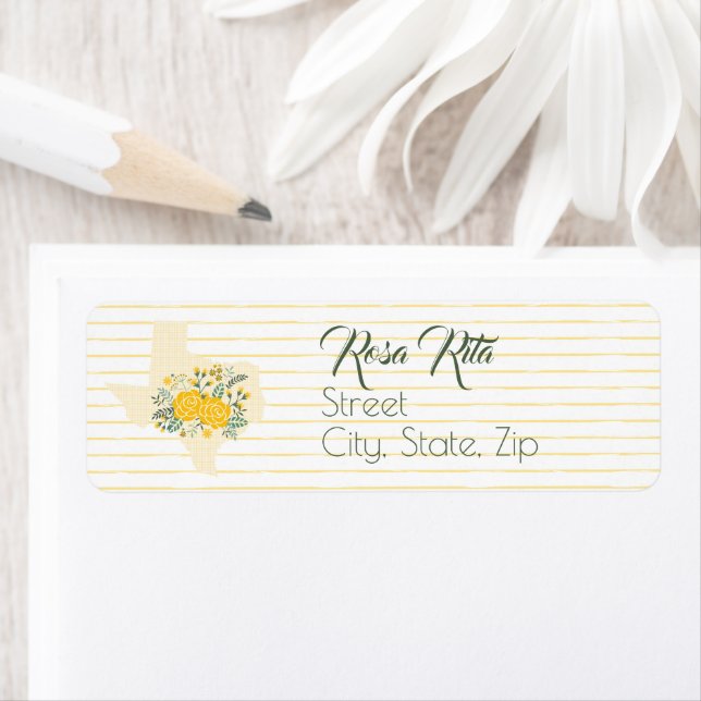 Étiquette Rose jaune du Texas - En vichy Etat avec Rose (En situation)