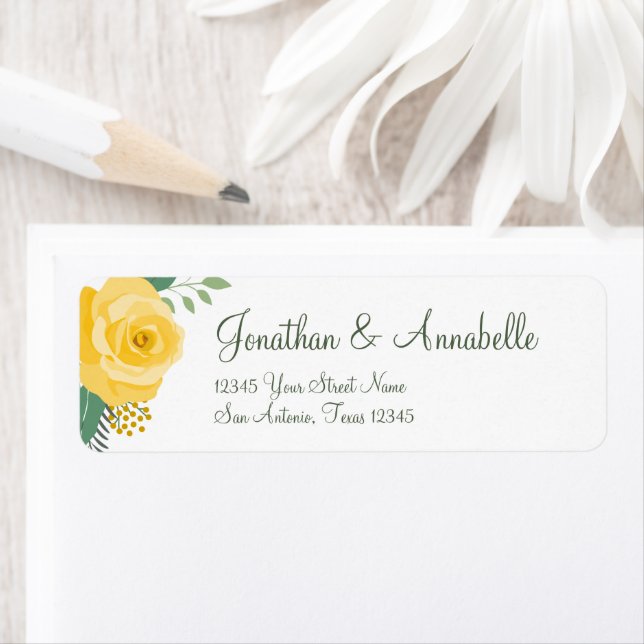 Étiquette Rose jaune du Texas Mariage (En situation)