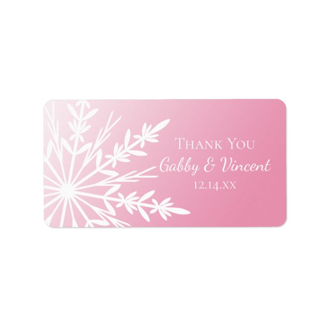 Étiquette rose Merci de mariage hivernal Favor (Devant)