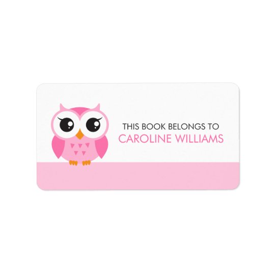 Étiquette rose mignon de livre d'ex-libris de hibo