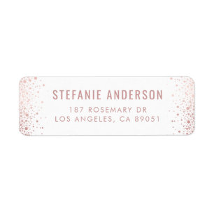 Étiquette Rose moderne Gold Foil Confetti Dots Mariage blan
