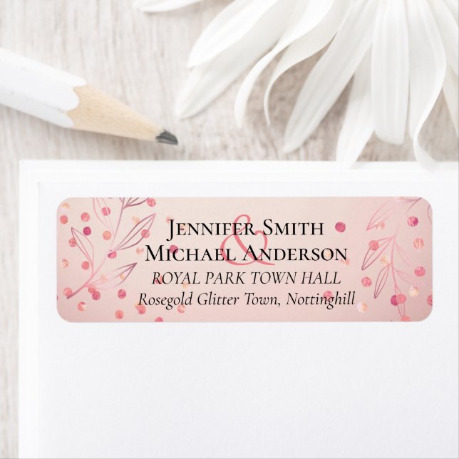 Étiquette Rose moderne Gold tendance Mariage budget (En situation)