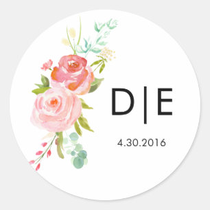 Étiquette rose Monogramme