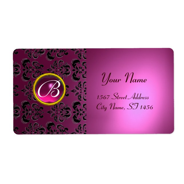 Étiquette ROSE NOIR DOMMASK MONOGRAM, améthyste (Devant)