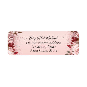 Étiquette Rose or Bourgogne rose rose Mariage