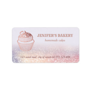 Étiquette Rose or cupcakes maison et gâteries emballage