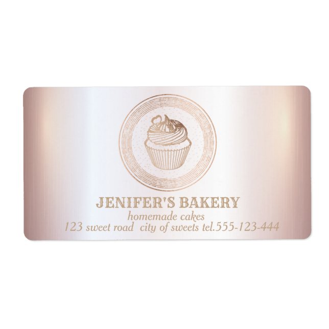 Étiquette Rose or cupcakes maison et gâteries emballage (Devant)