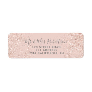 Étiquette Rose or parties scintillant blush rose typographie