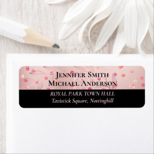 Étiquette Rose or rose Parties scintillant noire Foil Look M