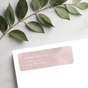 Étiquette Rose Pâle Adresse de Retour Aquarelle