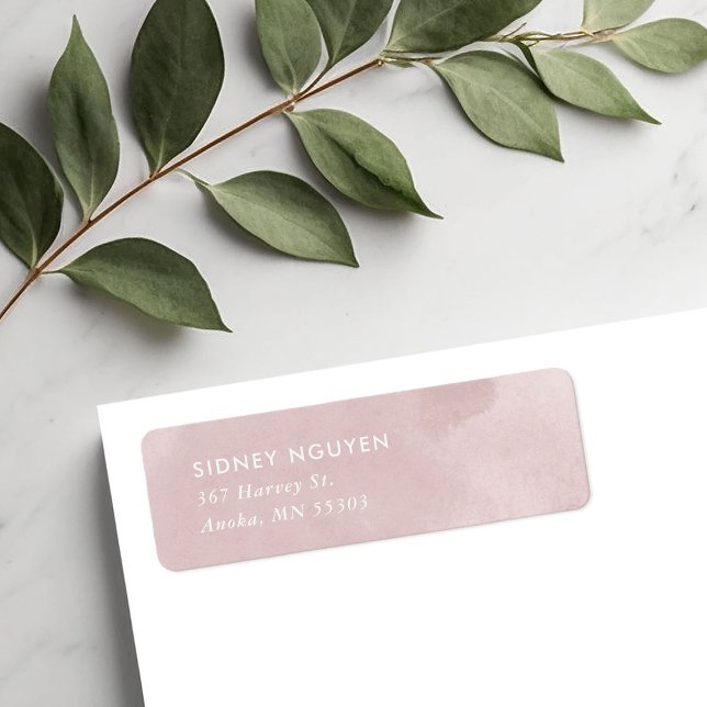 Étiquette Rose Pâle Adresse de Retour Aquarelle (Créateur téléchargé)