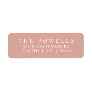 Étiquette Rose Pâle Classique Minimaliste Adresse de Retour
