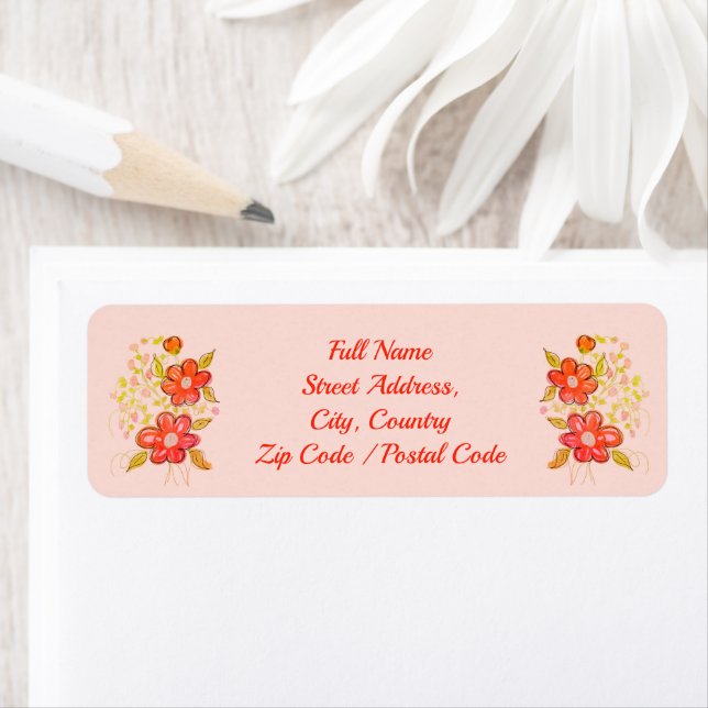 Étiquette Rose pastel avec typographie orange vif (En situation)