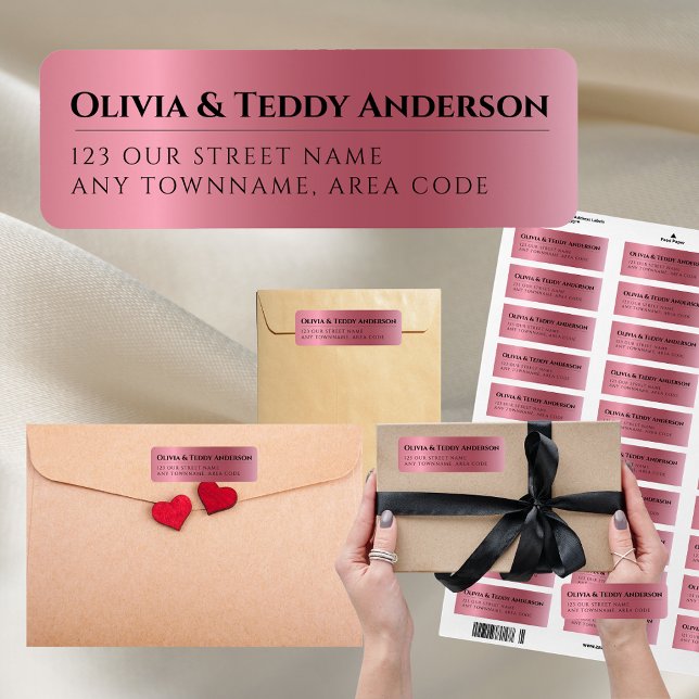 Étiquette Rose personnalisé GOLD Foil Look Elegant Adresse d (Créateur téléchargé)