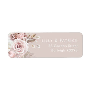 Étiquette Rose Poussiéreux & Beige Blush Adresse de Retour d