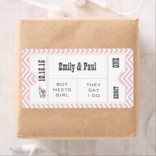 Étiquette ROSE QUARTZ PINK Wedding Enregistrer la date TICKE