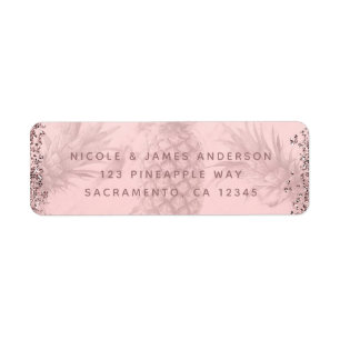 Étiquette Rose Rose Parties scintillant or Ananas Tropical P