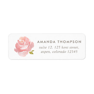 Étiquette Rose rose poudrée aquarelle chic