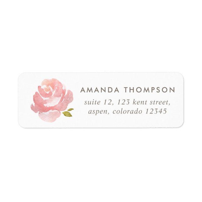 Étiquette Rose rose poudrée aquarelle chic (Devant)