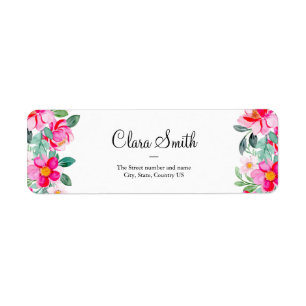 Étiquette rose roses, rose, floral Adresse de retour Label