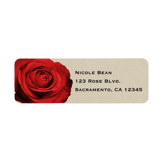 Étiquette Rose Rouge Kraft Glam Rustique Élégant Cadeau de M (Devant)